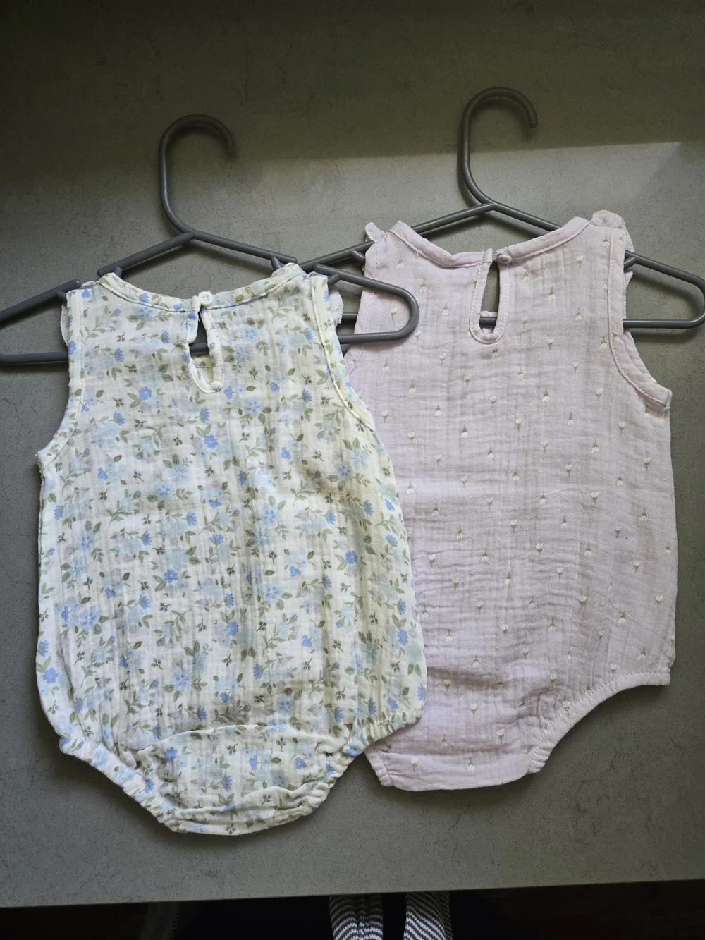 Baby Girls' Ruffle Collar One-Piece Rompers, Set Of 2- Purple & Floral